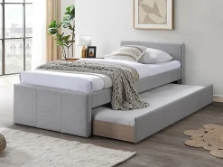 Lit gigogne 90 x 190 cm - Tissu - Gris - DORITALO><noscript><img width=