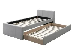 Lit gigogne 90 x 190 cm - Tissu - Gris - DORITALO><noscript><img width=