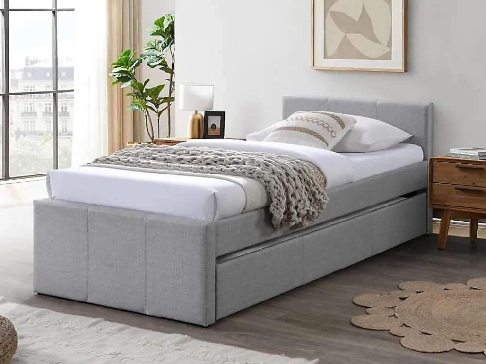 Lit gigogne 90 x 190 cm - Tissu - Gris - DORITALO>Vente-unique Discount