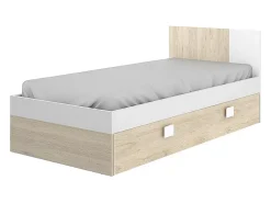 Vente-unique Lit gigogne 2 x 90 x 190 cm - Coloris : Naturel et blanc - SONIA*Enfant Lit Enfant