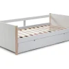 Lit gigogne 2 x 90 x 190 cm - MDF, pin et métal - Blanc et naturel - MAREKI>Vente-unique Best