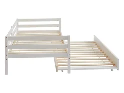 Vente-unique Lit gigogne AEDAN II - 2 x 90 x 190 cm - Pin massif et MDF - Blanchi*Enfant Lit Enfant