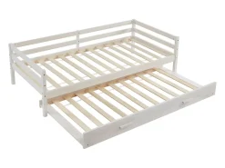 Vente-unique Lit gigogne AEDAN II - 2 x 90 x 190 cm - Pin massif et MDF - Blanchi*Enfant Lit Enfant