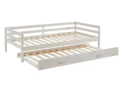 Vente-unique Lit gigogne AEDAN II - 2 x 90 x 190 cm - Pin massif et MDF - Blanchi*Enfant Lit Enfant