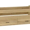 Pegane Lit gigogne avec 2 tiroirs coloris chêne Mauvella - Longueur 195,20 x profondeur 98 x hauteur 48,50 cm* Lit Coffre