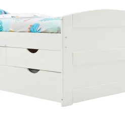 Idimex Lit gigogne avec rangements JESSY, 90 x 190 cm en pin massif lasuré blanc* Lit Gigogne