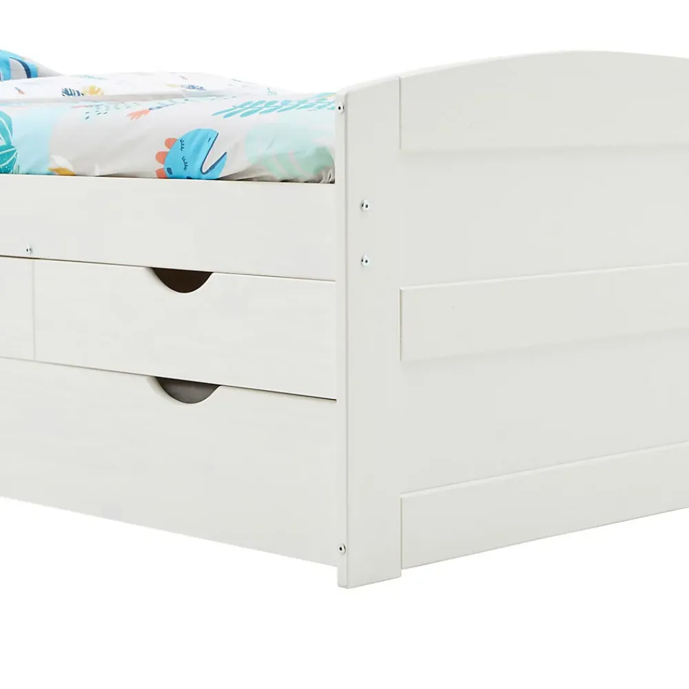 Idimex Lit gigogne avec rangements JESSY, 90 x 190 cm en pin massif lasuré blanc* Lit Gigogne