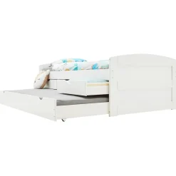 Idimex Lit gigogne avec rangements JESSY, 90 x 190 cm en pin massif lasuré blanc* Lit Gigogne