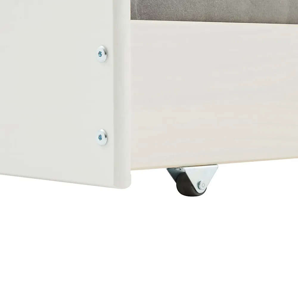 Idimex Lit gigogne avec rangements JESSY, 90 x 190 cm en pin massif lasuré blanc* Lit Gigogne