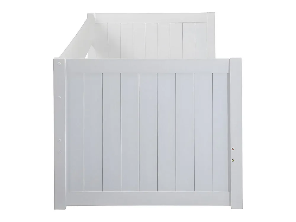 Lit gigogne banquette 90 x 190 ou 174 x 190 cm - Avec sommier peigne et tiroir - Pin et MDF - Blanc - ALFIERO II>Vente-unique Outlet