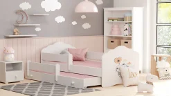 Lit gigogne blanc FIONA avec sommier et matelas - Elephant orange - 2 x 160 cm x 80 cm>Htmeubles Outlet