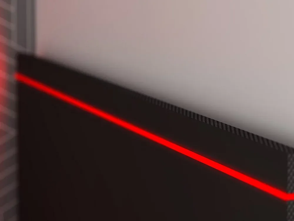 Vente-unique Lit gigogne gamer2 x 90 x 200 cm - Avec bureau - LEDs - Anthracite et rouge + Sommier - VOUANI* Lit Gigogne