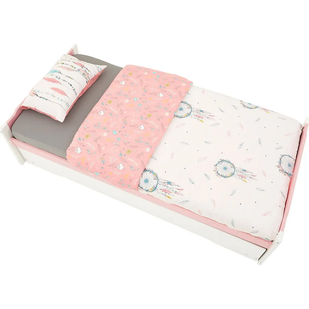 Lit gigogne LORENA en pin massif, 90 x 190 cm, lasuré blanc et rose>Idimex New