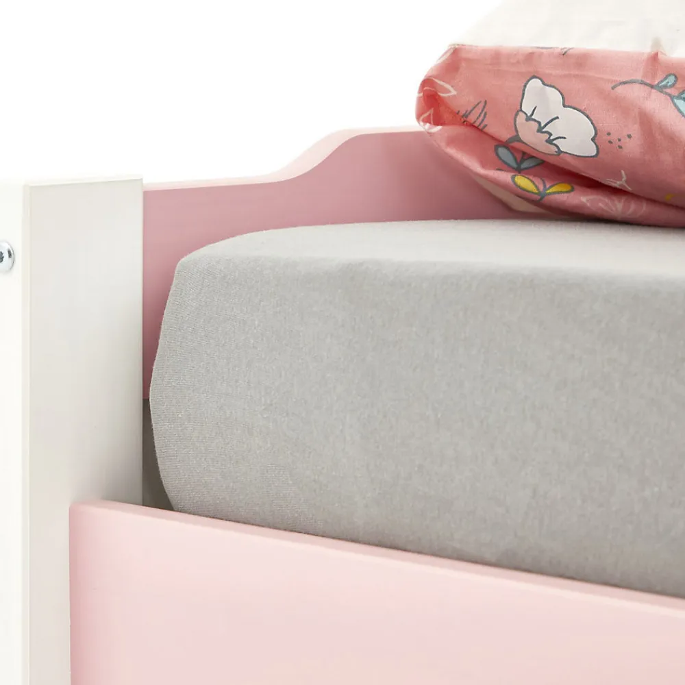 Lit gigogne LORENA en pin massif, 90 x 190 cm, lasuré blanc et rose>Idimex New