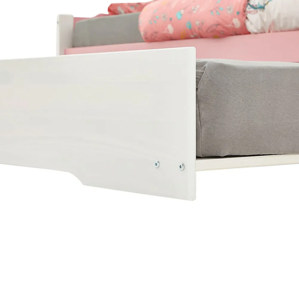 Lit gigogne LORENA en pin massif, 90 x 190 cm, lasuré blanc et rose>Idimex New