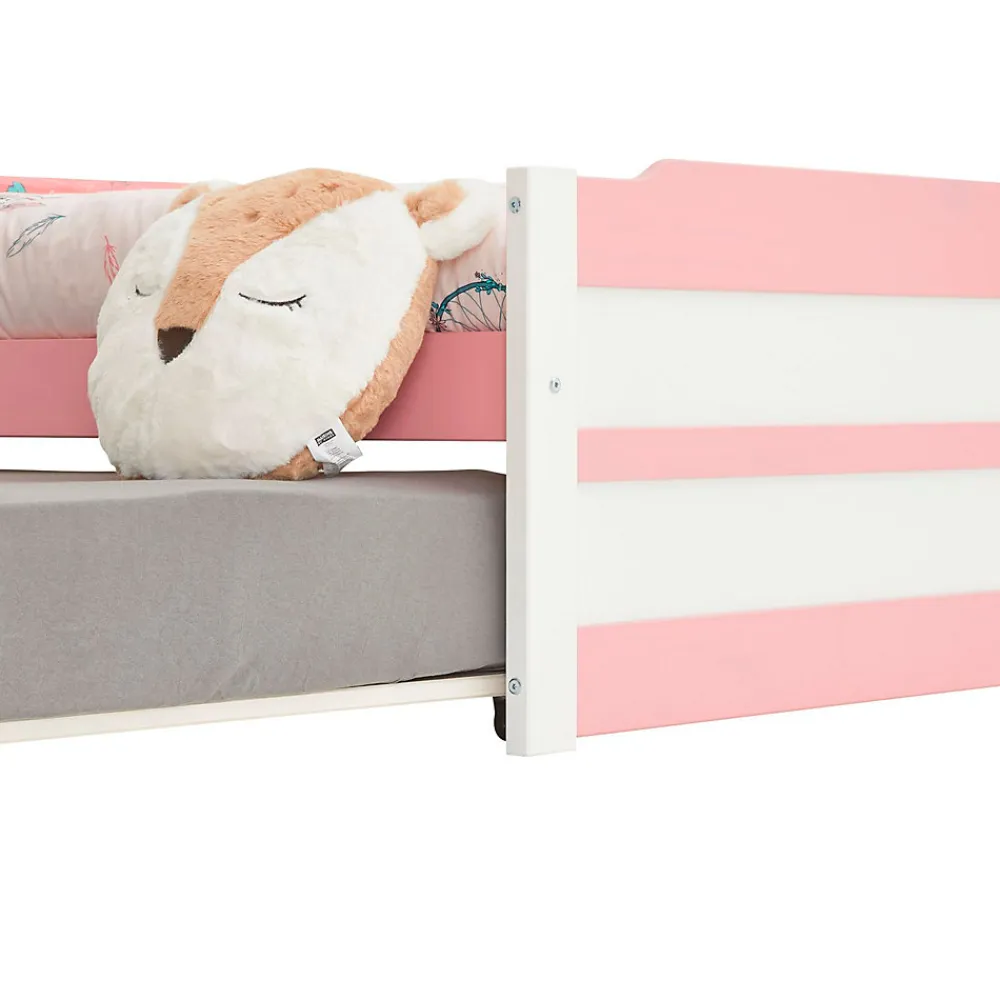 Lit gigogne LORENA en pin massif, 90 x 190 cm, lasuré blanc et rose>Idimex New