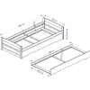 Idimex Lit gigogne LORENA en pin massif, 90 x 200 cm, lasuré blanc et rose* Lit Gigogne