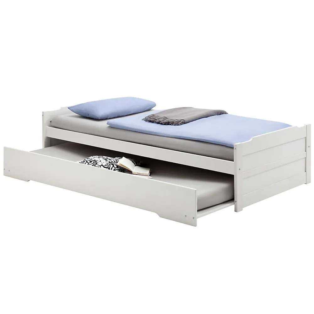 Idimex Lit gigogne LORENA en pin massif, 90 x 200 cm, lasuré blanc* Lit Gigogne