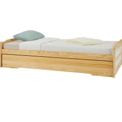 Lit gigogne LORENA en pin massif, 90 x 190 cm, vernis naturel et blanc><noscript><img width=