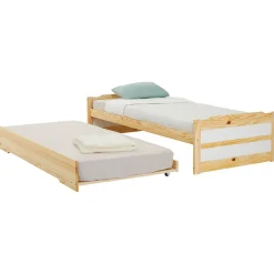 Lit gigogne LORENA en pin massif, 90 x 190 cm, vernis naturel et blanc><noscript><img width=