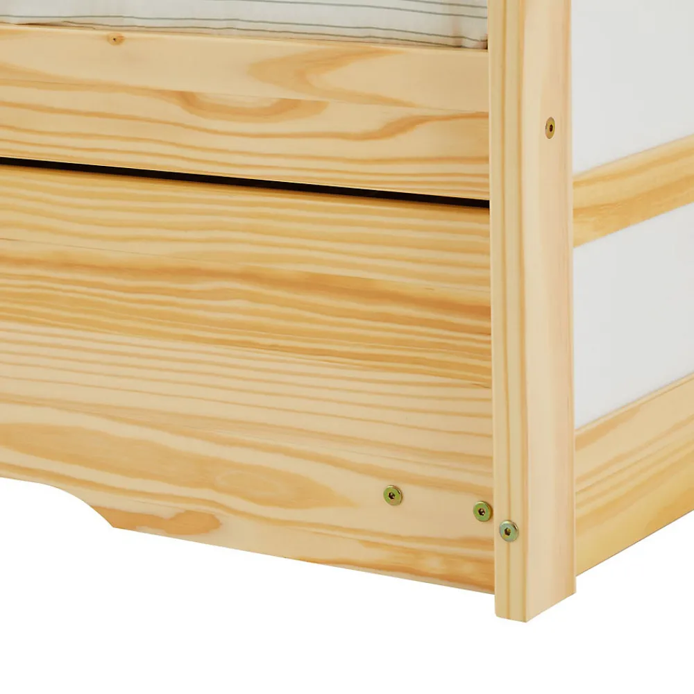Lit gigogne LORENA en pin massif, 90 x 190 cm, vernis naturel et blanc>Idimex Clearance