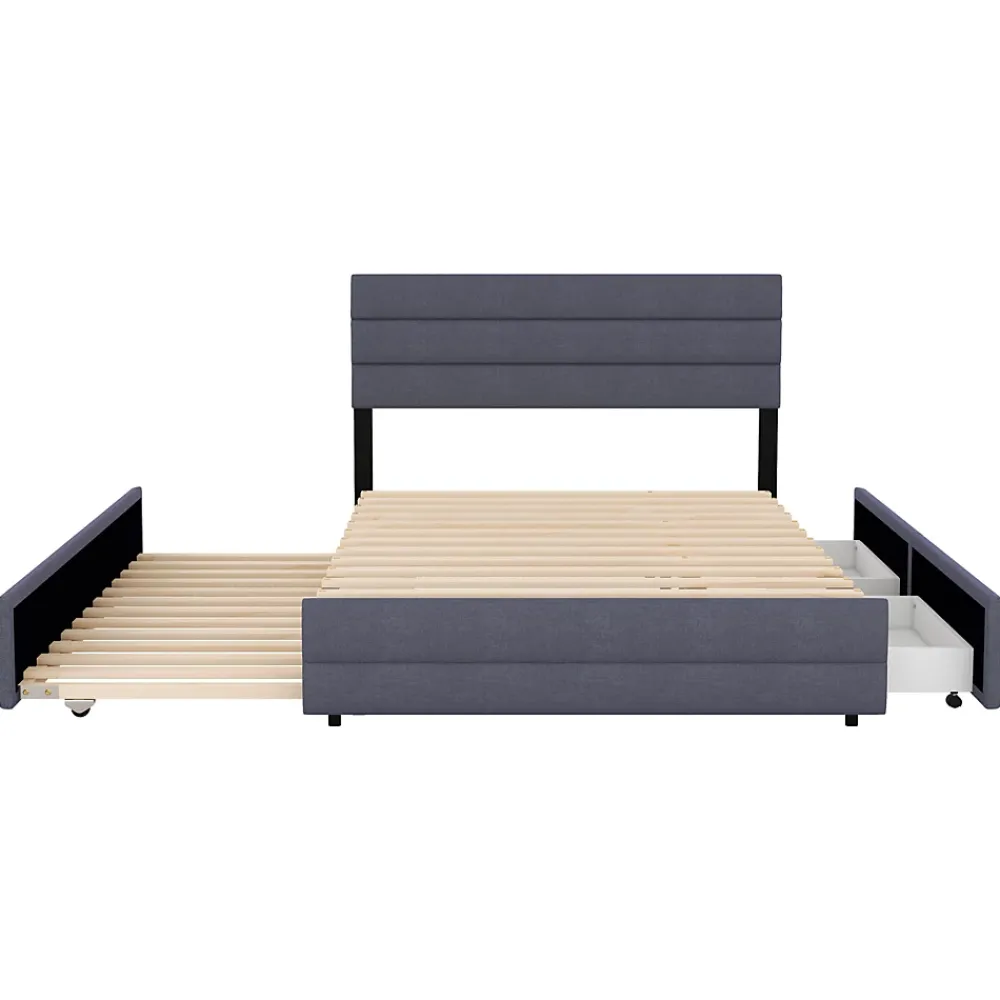 ProximaX Lit gigogne pour adulte et enfant 140 x 200cm & 90 x 190cm avec broche pour deux personnes et deux tiroirs, gris* Lit Coffre