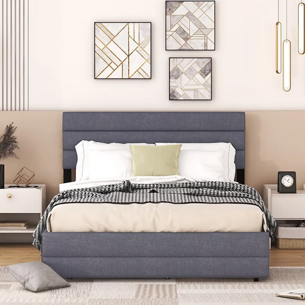 ProximaX Lit gigogne pour adulte et enfant 140 x 200cm & 90 x 190cm avec broche pour deux personnes et deux tiroirs, gris* Lit Coffre