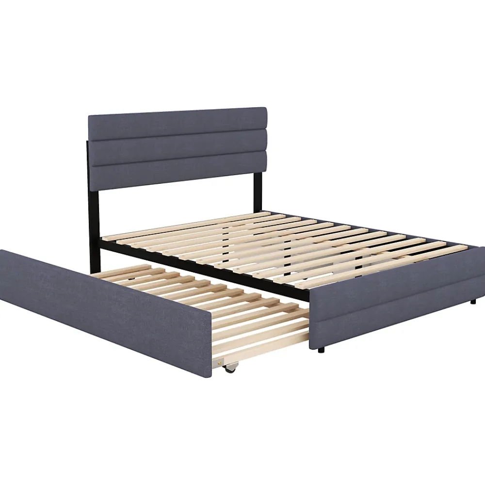 ProximaX Lit gigogne pour adulte et enfant 140 x 200cm & 90 x 190cm avec broche pour deux personnes et deux tiroirs, gris* Lit Coffre