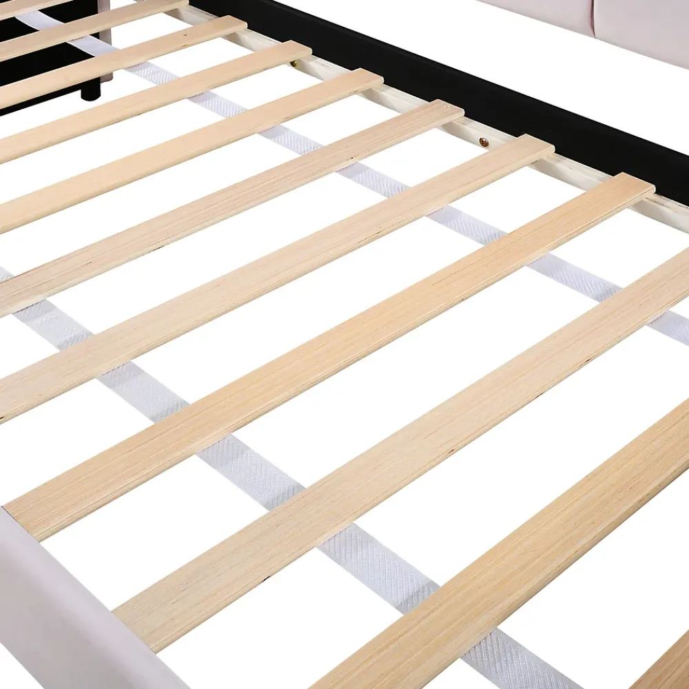 Generique Lit Gigogne 90x200 cm - avec lit tiroir 90x190 cm et éclairage LED ambiant - sans matelas - revêtement en velours doux - Rose* Lit Gigogne