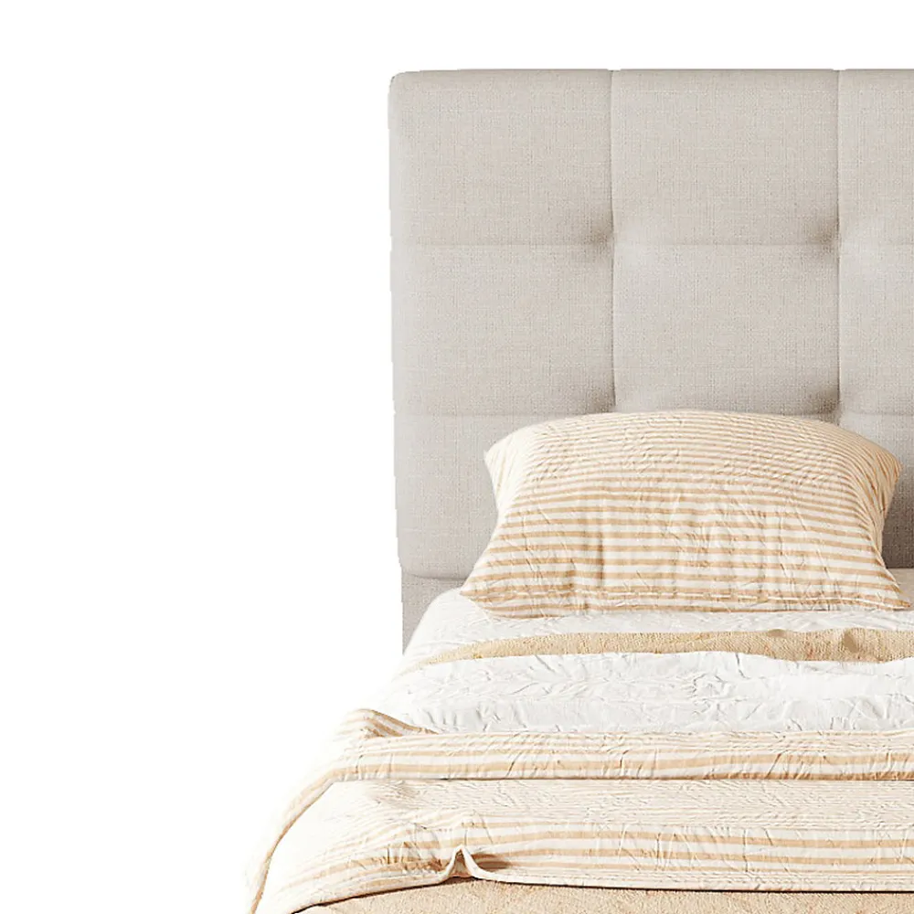 Lit Gigogne 90x200 cm - Lit Simple Enfant Rembourré avec Tête de Lit Réglable et 3 Tiroirs - Sans Matelas - Lin Beige>Okwish Hot