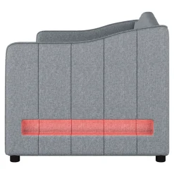 Lit gigogne 90x200 cm - Lit simple avec lit tiroir et sommier à lattes - Lin + MDF - Sans matelas - Gris><noscript><img width=