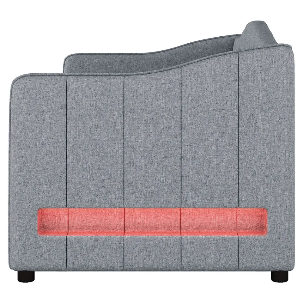 Lit gigogne 90x200 cm - Lit simple avec lit tiroir et sommier à lattes - Lin + MDF - Sans matelas - Gris>Okwish Hot