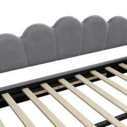 Okwish Lit gigogne 140x200 cm - Lit simple avec lit d'appoint extensible - MDF et Lin - Sans matelas - Gris* Lit Gigogne