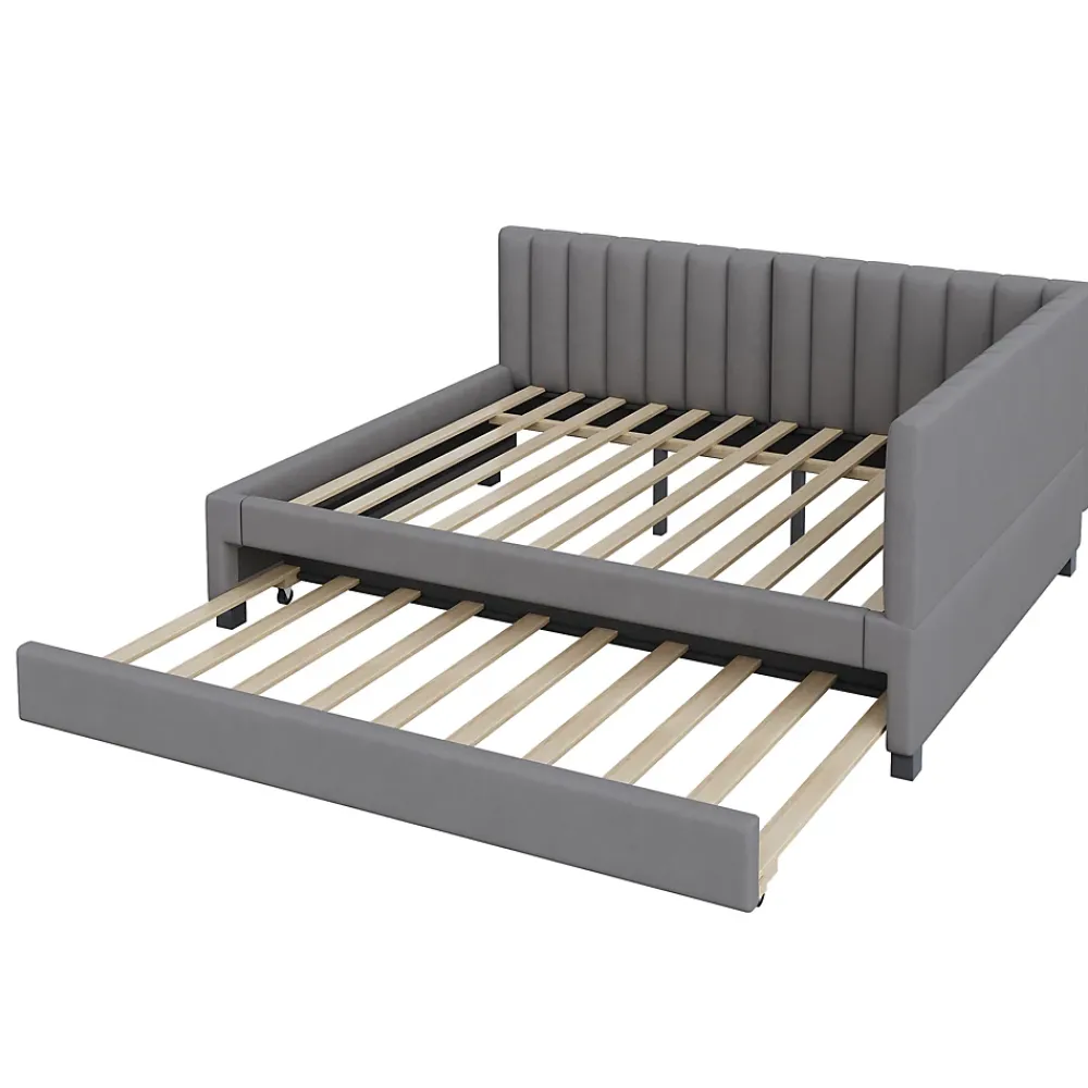Okwish Lit Gigogne 140x200 cm avec Sommier à Lattes et Lit Tiroir Multifonction - Sans Matelas - Velours Gris* Lit Gigogne