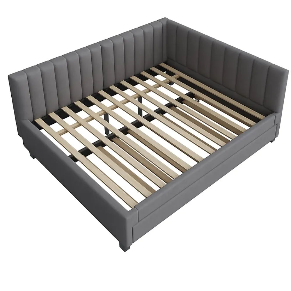 Okwish Lit Gigogne 140x200 cm avec Sommier à Lattes et Lit Tiroir Multifonction - Sans Matelas - Velours Gris* Lit Gigogne