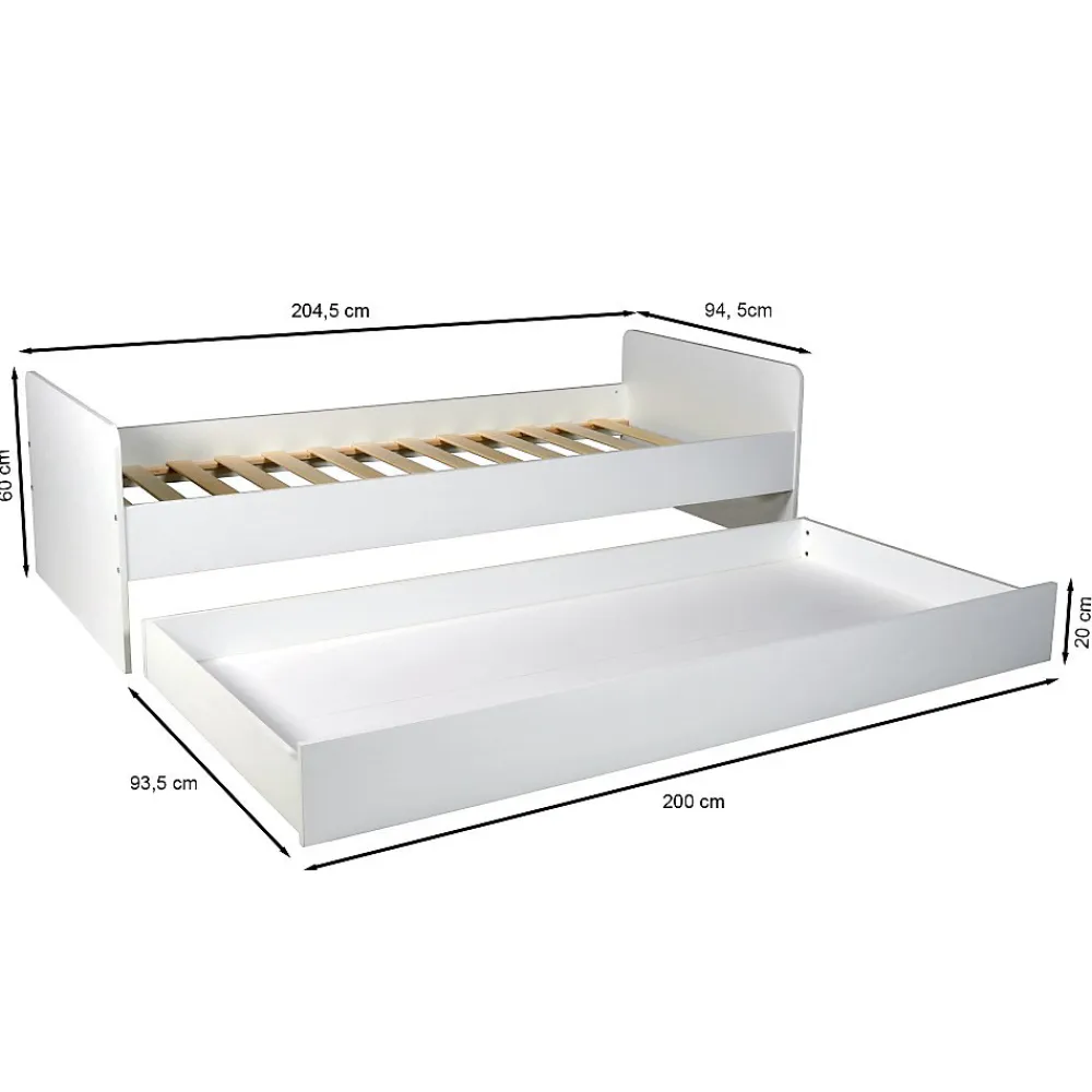 Weber Industries Lit gigogne 90x200 cm BALI / Blanc* Lit Gigogne
