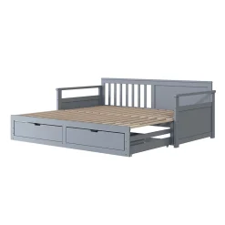 Okwish Lit Gigogne 90/180x190 cm Bois Gris avec Tiroirs et Lit Sur Roulettes, Multifonction pour Chambre enfant, Gris* Lit Gigogne
