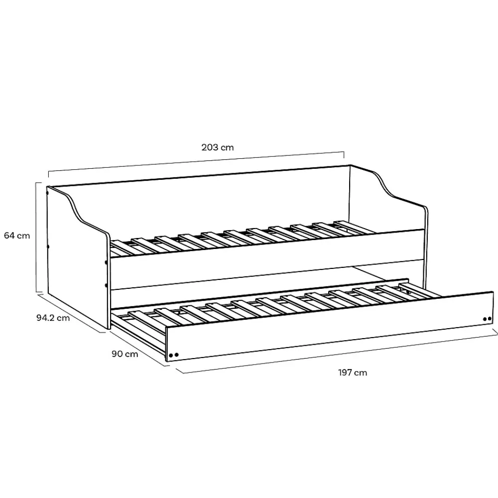 Bb Loisir Lit gigogne 90x200cm blanc SWITY Blanc inclus sommier et 1 tiroir lit* Lit Gigogne