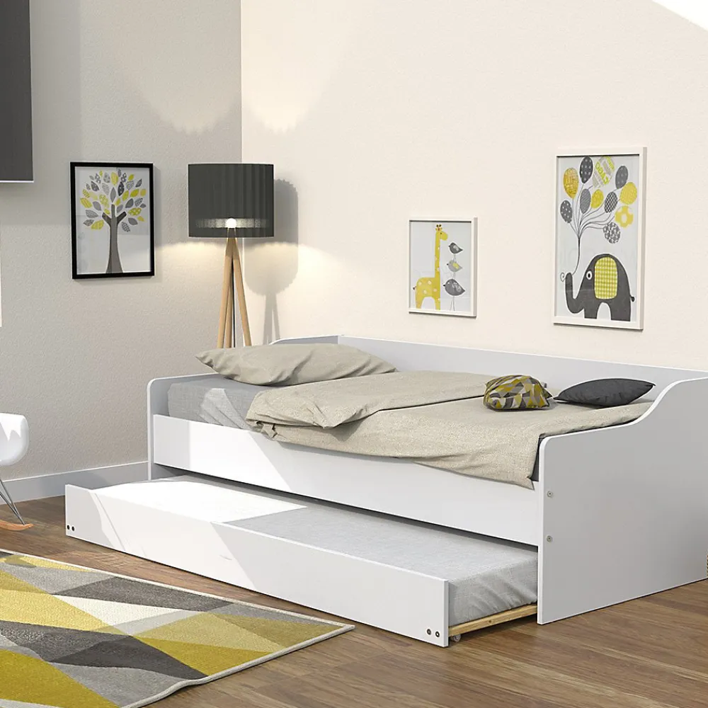 Bb Loisir Lit gigogne 90x190cm blanc SWITY Blanc inclus sommier et 1 tiroir lit* Lit Gigogne