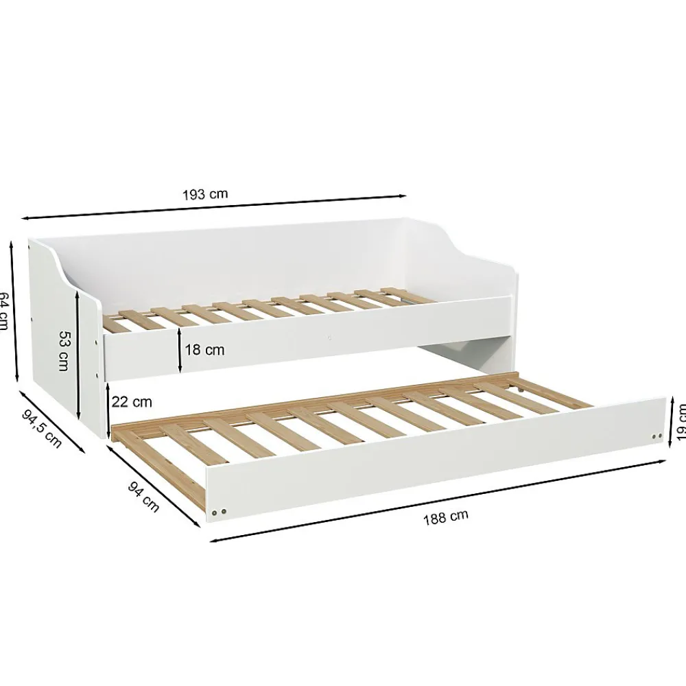 Bb Loisir Lit gigogne 90x190cm blanc SWITY Blanc inclus sommier et 1 tiroir lit* Lit Gigogne