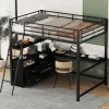 Lit Haut 140x200cm, Métal, Bureau, Rangement, Échelle, Sans Matelas, Noir>Fortuna lai Sale