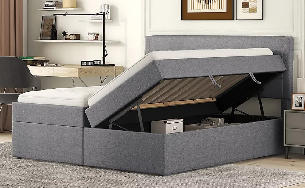 Fortuna lai Lit Haut 140x200cm, Métal, Bureau avec Rangement, Noir*Enfant Lit Enfant