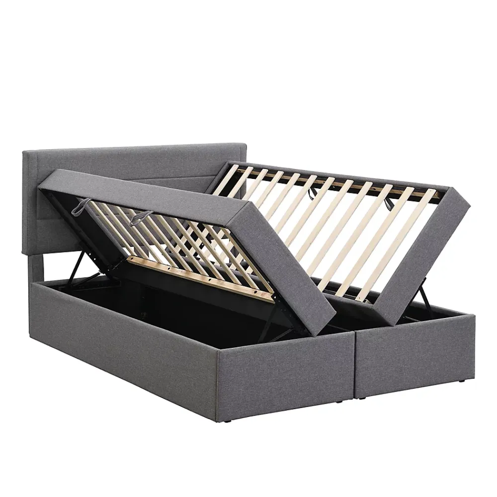 Fortuna lai Lit Haut 140x200cm, Métal, Bureau avec Rangement, Noir*Enfant Lit Enfant