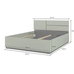 Meublorama Lit HAVANA 160x200 avec sommier Coloris vert sauge et noir Design moderne et structure robuste* Lit Double