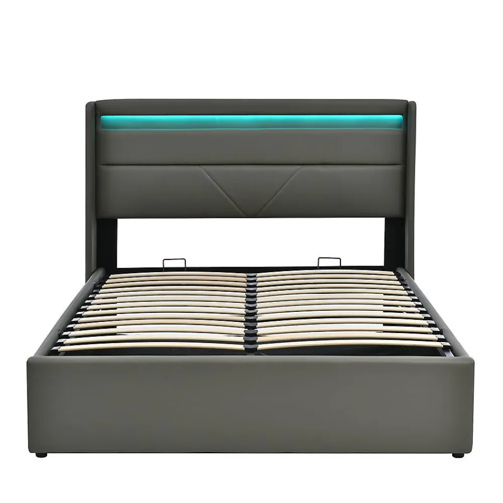 Lit Hydraulique 140X200Cm Led Sommier Gris>Blackcolors