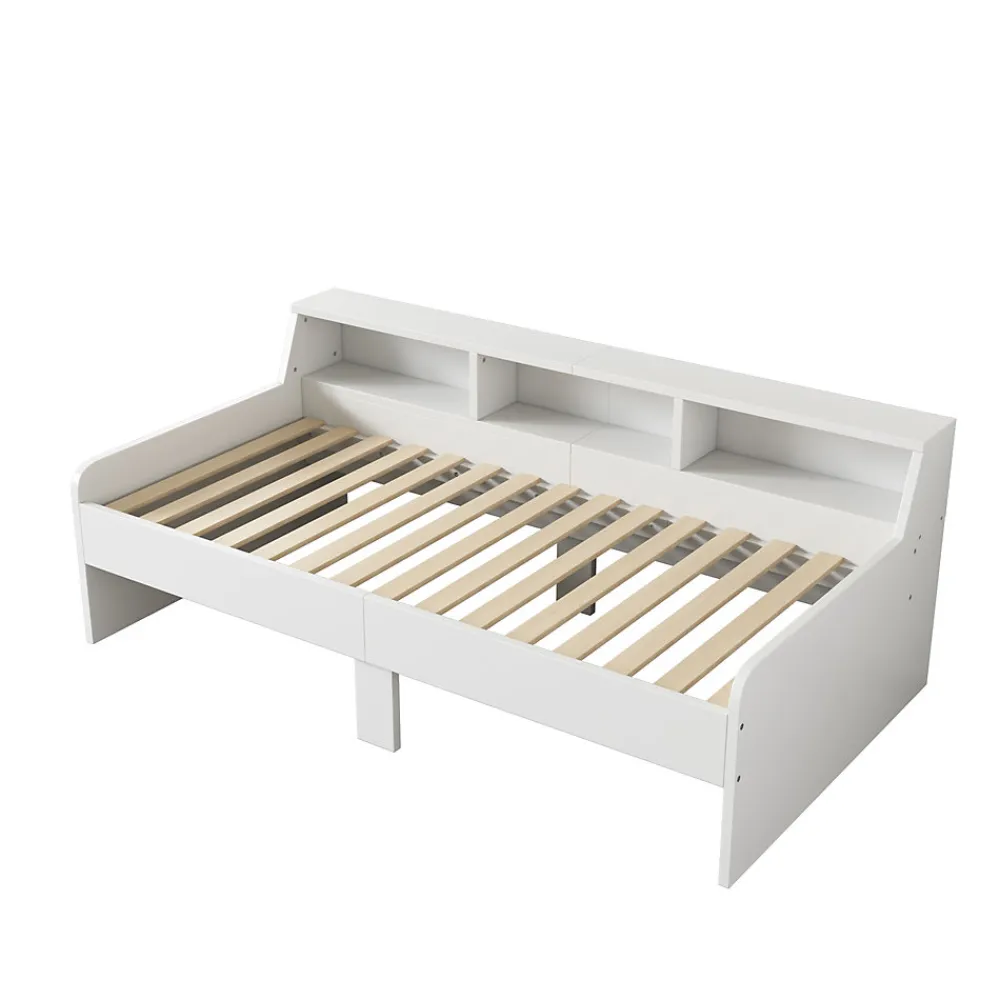 Lit individuel 90x200cm, avec tiroirs, Blanc>Fortuna lai Clearance