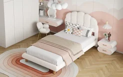 Lit individuel 90x200cm, en laine polaire, Beige><noscript><img width=