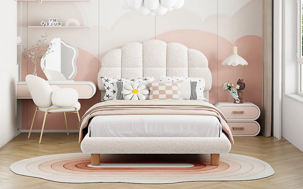 Lit individuel 90x200cm, en laine polaire, Beige>Generique Outlet