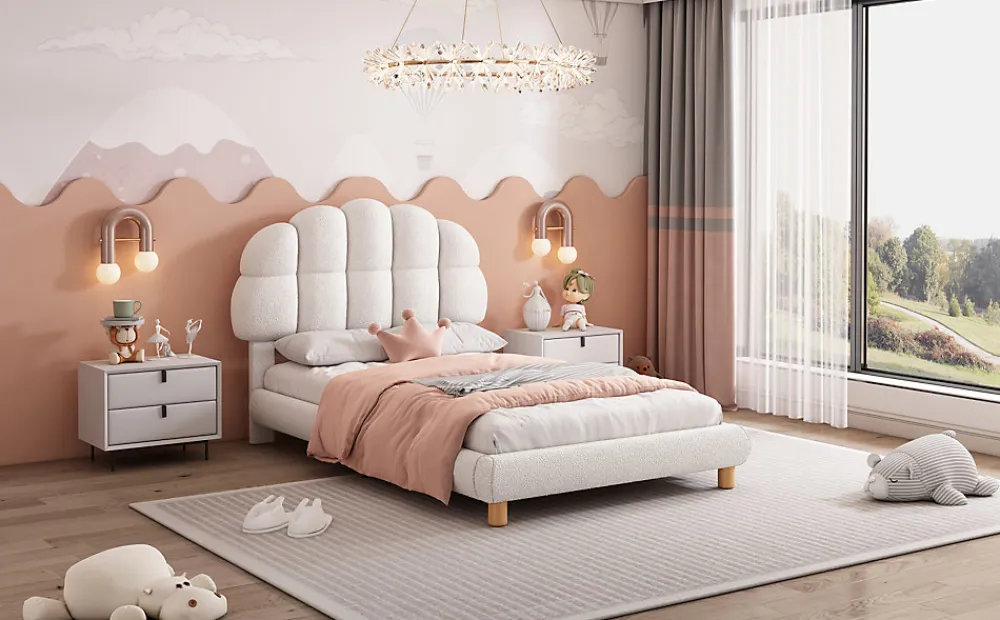 Lit individuel 90x200cm, en laine polaire, Beige>Generique Outlet