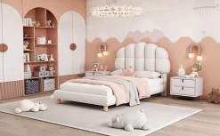 Lit individuel 90x200cm, en laine polaire, Beige><noscript><img width=